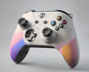 A vibrant collage showing Xbox and PlayStation controllers alongside social media icons.