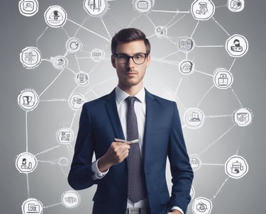 Illustration of automated workflow processes with gears and arrows symbolizing smooth operation.