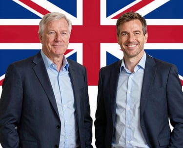 A friendly accountant reviewing financial documents with a client in a cozy office.