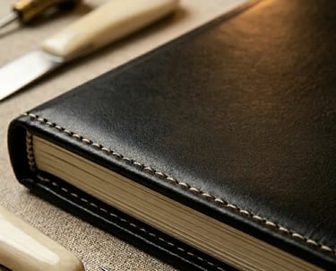 Algum de couro preto costurado à mão