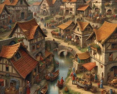 A detailed illustration of an ancient Mesopotamian city with ziggurats and bustling markets.