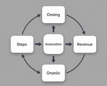 Illustration of three interconnected steps on a sleek digital interface.