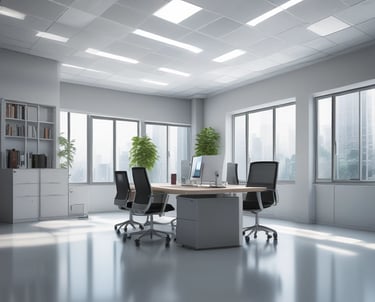 A technician using ozone cleaning equipment in a bright modern room.