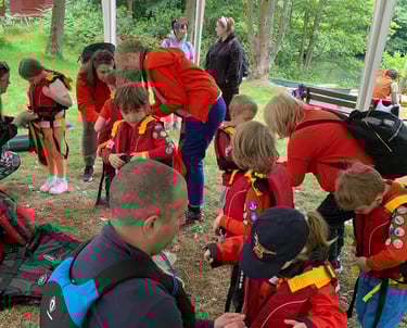 Getting ready for water activities with the 25th Allerton squirrels in a trip out