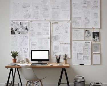 A vibrant collage of social media icons and creative content snippets on a neutral background.