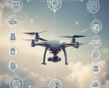 Close-up of a drone flying over a green field during training.