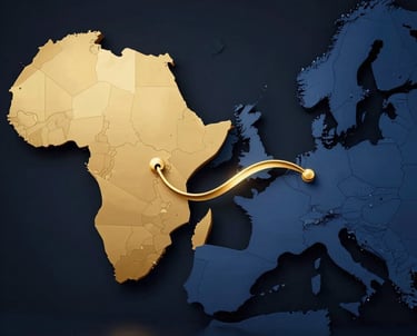 A split image showing a European cityscape on one side and a diverse group of people discussing finances on the other.