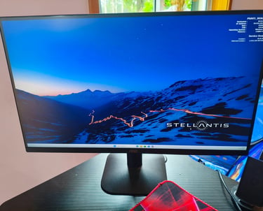 Perspetiva de frente do ecrã do monitor AOC Q27B35E ligado.