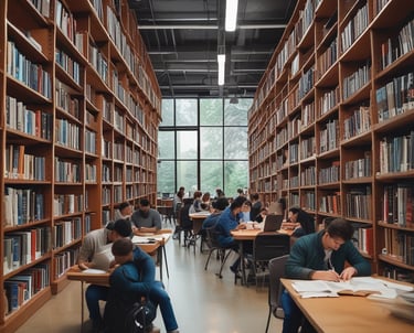 A young international student smiling with books on a Toronto campus.
