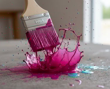 pincel salpicando vibrante pintura sobre cemento