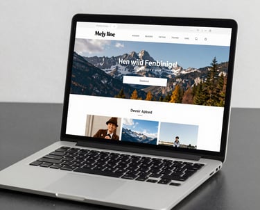 A sleek dark-themed modern website interface glowing on a laptop screen.
