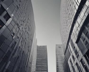 A professional reviewing property documents with clients in a modern office.