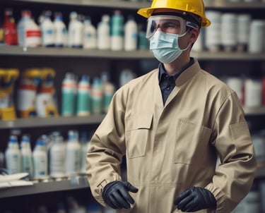 Stacks of protective gloves and masks ready for shipment in a warehouse.
