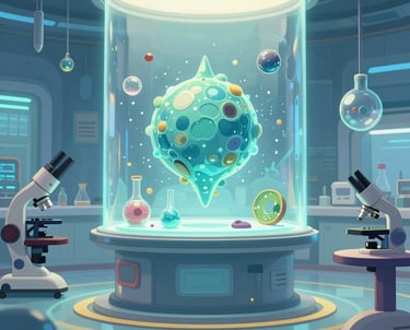 Sterile laboratory setting with technicians examining mysterious, ancient objects under bright white lights.