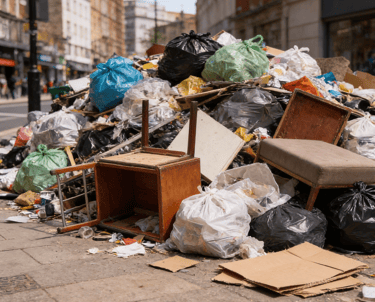 A pile of rubbish waiting to be taken away by our waste disposal team.