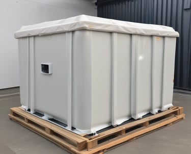 A compact polyester micro pool kit neatly packed with all components visible.