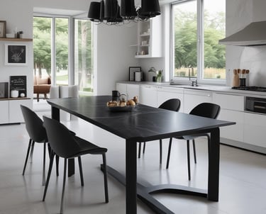 Modern kitchen countertop made of polished granite with sleek design.