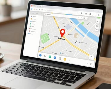 A sleek laptop screen displaying a Google Ads campaign dashboard with charts and metrics.