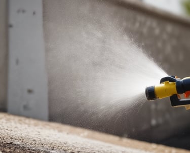 Close-up of specialized loft tank cleaning equipment arranged neatly.