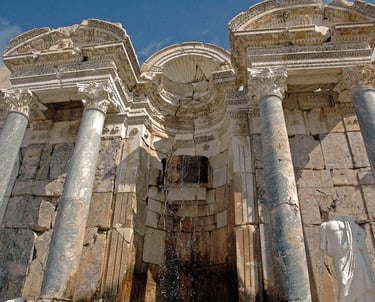 Running fountain of sagalassos city with corinthian columns