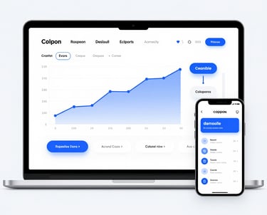 Rounded image of a sleek Shopify dashboard with blue accents and subtle shadows.