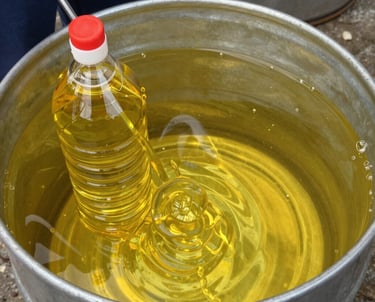 A technician applying halal lubricant to machinery in a clean food processing facility.