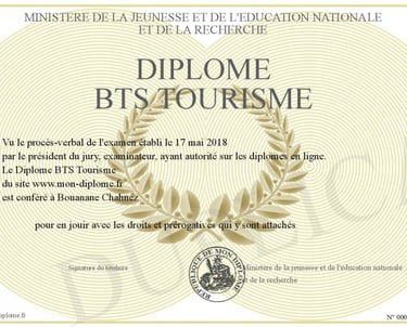 Reproduction fidèle d'un diplôme français officiel avec sceau en relief et papier premium.