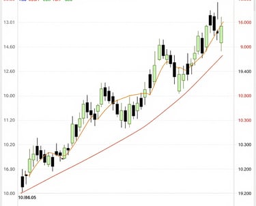 Screenshot of detailed trading strategies charts and graphs on a computer screen.