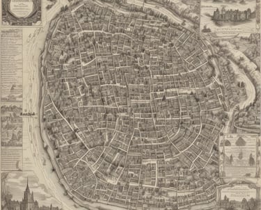 historic map of a ancient market town in England