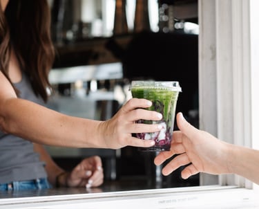 Serving a strawberry matcha latte 