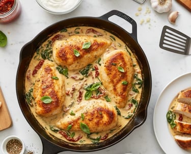 Creamy Tuscan Chicken Recipe | Restaurant-Quality Garlic Cream Sauce
