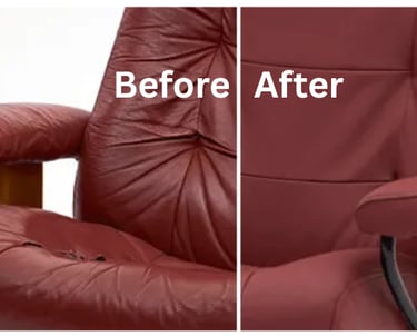 red office chair before after upholstery 