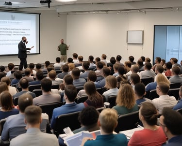 A refined portrait of a professional in a modern office setting, exuding confidence and calm.