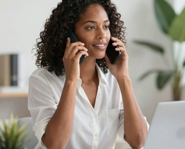 A cozy workspace showing a friendly video call with a client discussing ideas.