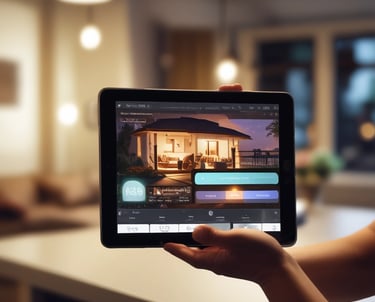 Modern smart home control panel with ambient lighting.