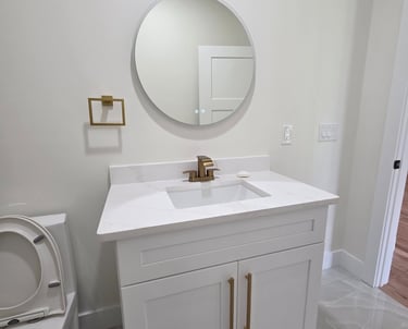 Floating bathroom vanity with sleek design, wall-mounted elegance and space-saving modern functional