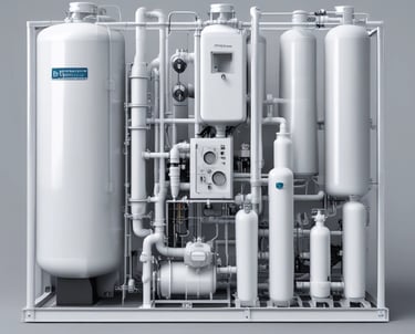 Technician carefully installing a custom water purification system in a modern office kitchen.