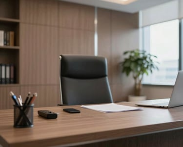 A compassionate attorney consulting with a veteran in a cozy office setting.