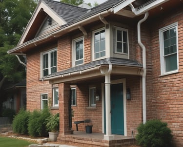 Modern residential building rooftop with installed siphonic drainage system pipes.