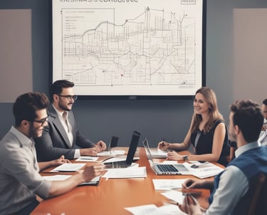 Close-up of a sleek laptop screen displaying a modern product design interface with clean lines and muted colors.