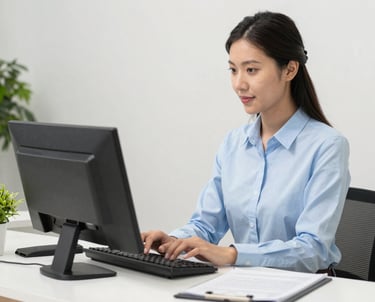 A friendly receptionist headset icon glowing with digital connections.