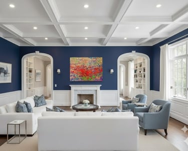 Custom coffered ceiling in a Monmouth County NJ living room