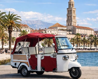 retro tuk tuk tour in Split with panoramic view