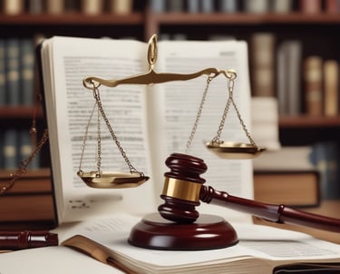 Lawyer discussing case details with client in a professional office.