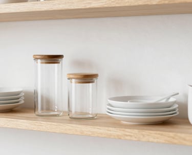 A vibrant display of handmade stoneware mugs in warm earthy tones on a rustic wooden table.