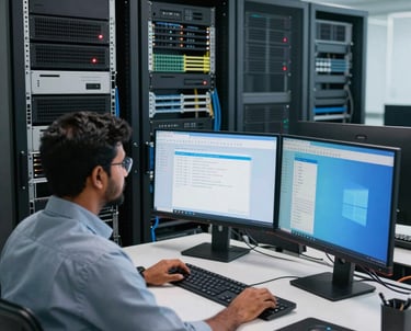 A consultant advising a small business team with compliance documents and charts.