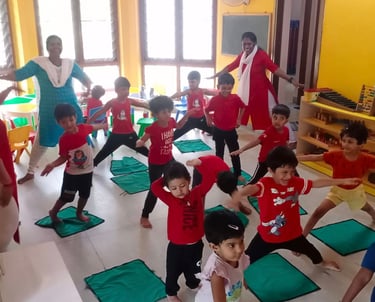 A healthy mind requires a healthy body - kids given lessons on basic Yoga exercises