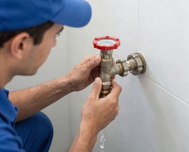 A professional plumber fixing a leaking pipe in a modern Valencia home.