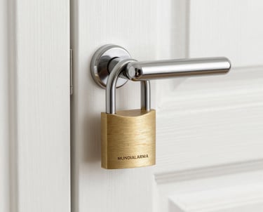 Close-up of a modern armored door lock with a sleek black finish.