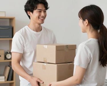 A professional moving truck with Yükzen branding parked in front of a modern office building.